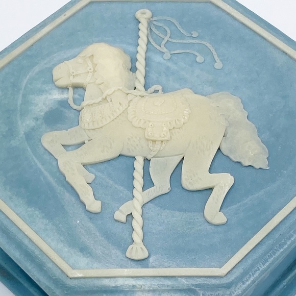 Carousel Horse Blue Soapstone Trinket Box by Design Gifts International Inc. - Picture 4 of 10
